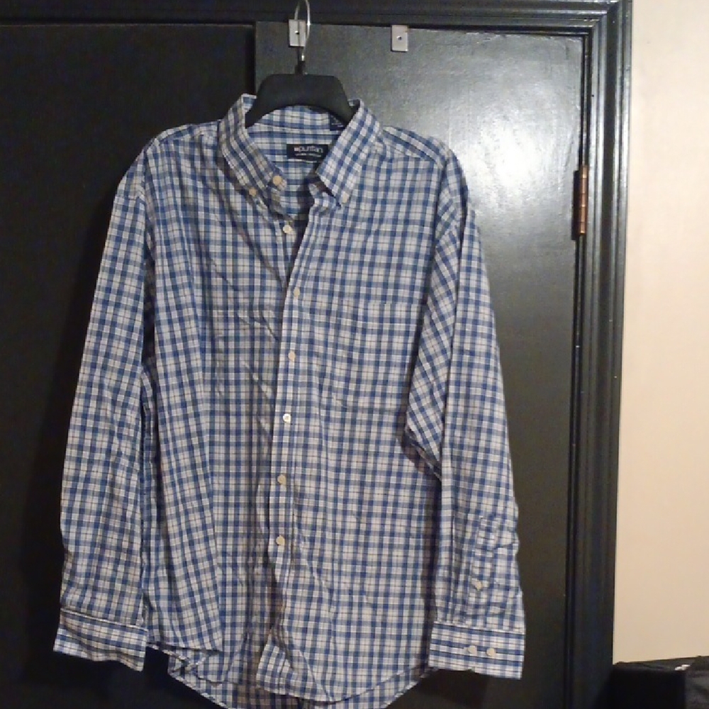 Blue and White Checkered Men's Shirt